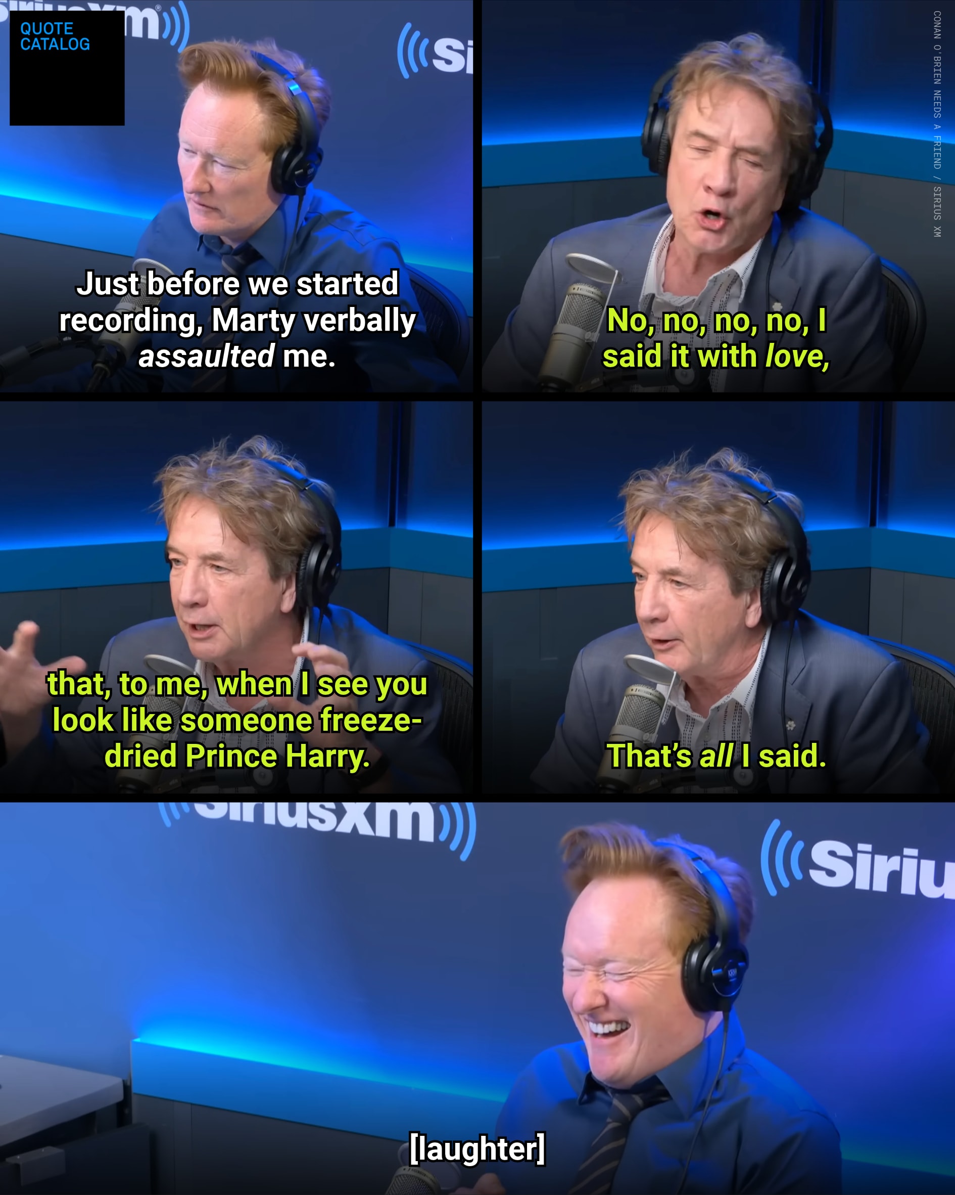Getting roasted by one of the greats. 😂 Martin Short's roast of Conan O'Brien spans years of appearances, with comparisons ranging from “a ginger crash test…